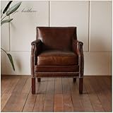 ・Vintage Leather Sofa - 17 ・１人掛け 1P ソファー ・アンティークモダンデザイン ・鋲飾り ヴィンテージレザー ・革 レザー 本皮張り椅子 ・アンティーク レザー ラウンジアームソファ ・本革張り ヴィンテージ