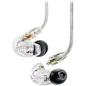 Shure SE215-CL Sound Isolating In Ear Stereo Earphones (Clear) with 3 Pairs of Triple Flange Sleeves for Better Sound Isolation by Shure