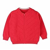 ベビー服 カーディガン　ニットセーター　コート 子供服 新生児　春　秋 100％コツトン　長袖　女の子　男の子　赤ちゃん 無地　ファスナー　レッド24M