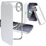 Carrier-City iphone用 17 ケース 手帳型 背面クリア 薄型 透明 軽量 カバー かわいい オシャレ カードポケット カードケース スマホケース (iphone用 17, シルバー)