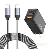 PD65W 3ポートACアダプタ充電器 USBケーブル USB Type-CtoC 1mケーブル付き ナイロン充電コード 最大65W 急速充電 3台同時充電 折りたたみプラグ 異常検知機能 iPhone17/16e/iPhone16/15/14 MacBook iPad Galaxy Android各種 その他USB-C機器対応 PSE技術基準適合