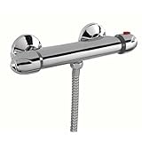 Thermostatic Shower Valve Mixer Tap Bottom Outlet Curved Exposed