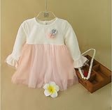 S'Mベビー服S'Mベビー服女の子フォーマルドレスガールズワンピース　幼児服　長袖　ホワイトワンピース　チュール　リボン　フォーマル 結婚式　七五三　新生児 幼児　出産祝い　撮影　記念日 (100)