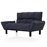 ソファ ソファー コンパクト 背もたれ リクライニング 4段階 ボリューム座面 ファブリック 2人掛け ネイビー