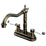 ヴィンテージセンターセットアンティーク真鍮仕上げ4-inch Widespreadデュアルセラミックハンドルバスルームシンク蛇口ミキサータップ洗面所盆地蛇口
