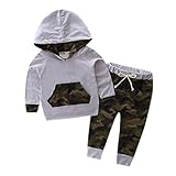 misaky Toddler Boyフード付きトラックスーツトップ+パンツ迷彩服装 カラー: グレー