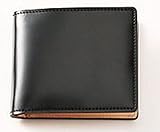 CIYPIS キプリス 財布 二つ折り コードバン ベジタブルタンニン レザー　小銭入れ付き札入れ (ブラック)