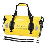 WILD HEART 防水バッグ ダッフルバッグ 40L 66L 100L 溶接シームショルダーストラップ付き バインディングロープ カヤック キャンプ ボート/バイサイクル オートバイドラムバッグ ツーリング シートバッグ オートバイ アウトドア (40Lイエロー+タイロープ)