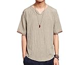 【Topics Garden】メンズ ゆったり 大きめ コットン Ｖネック 半袖 Tシャツ（エコバッグ付き）