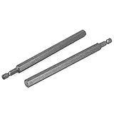 uxcell　六角ねじ回しビット　ドライバービット　150mmの長さ　10mmの先端　2個入り　磁気　グレー