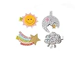 YueLian 可愛い キッズ 子供 ヘアピン アクセサリー 髪飾り キラキラ 前髪 髪留め 太陽 月 虹 曇 通学 パーティー 結婚式 ４点セット（多色）