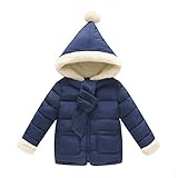 POTOJP 子ども用 フワフワコート＋スカーフ 2点セット ダウンジャケット ジッパー ダウンコットンコート キッズ 上着 ポンポンフード付け アウター 男の子 冬 防寒綿服 コットンジャケット 日