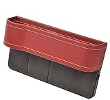 カップノッチ付き多機能カーシートギャップ収納ボックス(レッド)