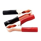 Flameer 2個　レッド　ブラック　バッテリークランプ　ケーブル　ワイヤー　テスト　クリップクランプ　80mm 50A　ワニ口クリップ　銅メッキ