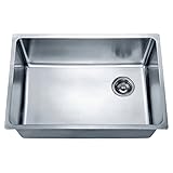 Dawn DSU2517 Undermount Single Bowl Sink with Rear Corner Drain, Polished Satin [並行輸入品]