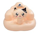バスチェア　ベビーチェア　バスソファ　ふかふか　フロート　バストイ　おもちゃ　お風呂用　お部屋用　赤ちゃん　ベビー用　猫形　ニャンコ (クリーム色)