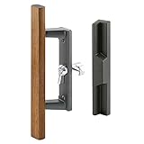 Prime-Line Products C 1259 Sliding Glass Door Handle Set, 3-15/16 in., Diecast & Wood, Black, Hook S