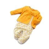 CHOUeTTe ベビー服 ロンパース 新生児～2歳半まで カーデガン風 ツーピース風 長袖 綿100% 可愛い 花柄 リボン ハート 出産祝い 誕生日プレゼントにもどうぞ 柄色サイズ多数 オリジナル