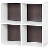 本棚 ラック 積み重ね ユニットKDボックス ４マス棚付き カラー：ブラウン