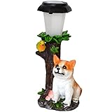 虹色に光る かわいい ソーラー LED ガーデン ライト 子犬 コーギー