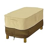 Classic Accessories Veranda Rectangular Patio Ottoman/Side Table Cover - Durable and Water Resistant