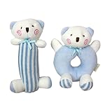tracfy Rattle and SqueakerセットPlush Bunny and Bear Stuffed Animal Sensoryアクティビティおもちゃシャワーギフト赤ちゃん幼児のため 