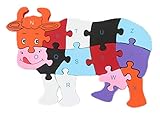 Yuelian(TM) 子供知育玩具 幼児 木製のおもちゃ 玩具 アルファベットや数字 牛 ウシ 動物 遊具 木製パズル 組み合わせ