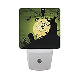 AlazaハロウィンゴーストツリーフクロウFull Moon LED Night Light Dusk to Dawnセンサープラグin Night Home Decorデスクランプfor Adult