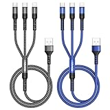 RAVIAD 3in1 充電ケーブル【1.2M 2本セット】USB ケーブル 3A 急速充電 3イン1 充電コード USB Type C ケーブル Micro USB ケーブル Phone 充電ケーブル 3台同時給電可能 Phone Android タイプC Phone 14 13 12 Galaxy S24 S23 S22 21 S20 Kindle 等多機種対応