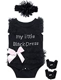 iCrazyベビー女の子リトルブラックドレスボディスーツヘッドバンドとアンクレット カラー: ブラック