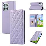 Gedurya moto g66j 5G 用 ケース 手帳型 moto g66y 5G ケース モトローラ モトg66j 5g 携帯カバー RFIDブロッキング カード収納 財布型 motorola moto g66y 5G スマホケース 6.7インチ対応 マグネット式 スタンド機能 全面保護 耐衝撃 ひし形 グリッド 刺繍 パターン - パープル