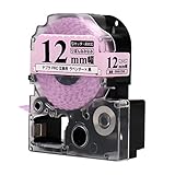 【エコスロ】キングジム対応 テプラPRO用互換 SFW12VK 互換テープ りぼん なみなみ ラベンダー/黒文字 1個 (テープ幅 12mm / 長さ 5m)