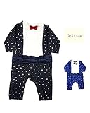 【子供服】 kids zoo (キッズズー) ミニ裏毛星柄箔プリントタキシードオール 70cm，80cm W54708