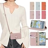 iPhone 12 ケース 手帳型 ショルダー アイフォン 12Pro スマホストラップ 斜めがけ ケース 手帳型 iphone 12プロ ショルダー 肩掛け カード収納 おしゃれ アイフォン 12 手帳型ケース ファッション シンプル 財布型 アイフォン 12 ケース 手帳型 おしゃれ 着脱しやすい iPhone 12 ケース手帳型 スタンド機能 マグネット式 全面保護（オールドローズ）