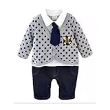 DEZAR ベビー服 スーツ風 ロンパース 赤ちゃん カバーオール (60cm)