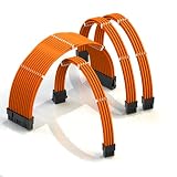 LINKUP - AVA 30cm 電源専用 スリーブカスタムPSUケーブル延長セット | GPUパワー | 24ピン8ピン6ピンセット | 300mm オレンジ
