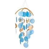 Dark Blue Capiz Chime with Moons & Stars