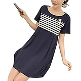 マタニティ 授乳服 ワンピース 授乳服可愛い[服を 着たまま 簡単 授乳] 赤ちゃん との 外出に! マタニティウェア授乳口付き 大きくサイズ (L, ネイビー)