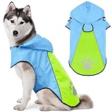 Kpuplol 犬 レインコート - 防水反射性犬服調節可能なペットジャケット、梅雨対策防雪 防風 通気 小型犬から大型犬および子犬用の軽量 (L, グリーン)