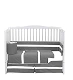 Baby Doll Bedding Solid Stripe Crib 4 Piece Bedding Set Grey/White [並行輸入品]