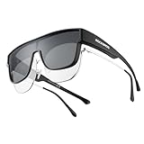 ROCKBROS オーバーサングラス サングラス 眼鏡の上から 偏光 UV400 紫外線カット CE規格 オーバーグラス メガネの上からサングラス 偏光グラス 自転車 運転用 釣り ゴルフ スポーツ メンズ レディース(ブラック スモーク）
