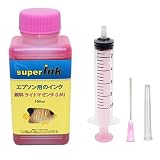 superInk 100ml ライトマゼンタ（顔料） 詰め替え 互換 インク エプソン用（全機種対応）+ 手袋1組 + 10ml注入器 + 針 + キャップ