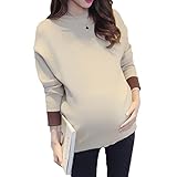 Baby-mine(ベイビーマイン) マタニティ ニット セーター 暖かい バイカラー 切替 オフィス エレガント きれいめ ゆったり ドルマンスリーブ (ベージュ)