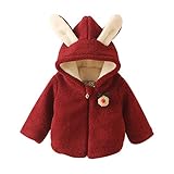 LittleSpring キッズ 女の子 中綿 コート フリース ジャケット 耳付き パーカー ポンポン 厚手 防寒 子供服 ジュニア ガールズ 着ぐるみ 赤 レッド 110