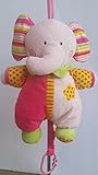 キューティーBuddies Musical Plush Pull String Elephant Cribハンガー、きらきら星ピンク