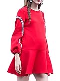 (オーセンティック) AUTHENTIC マタニティ ウェア ワンピース フレア 妊婦服 産前 産後 体型カバー お出かけ (L, レッド)