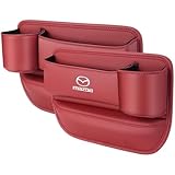 Yubbuio 車隙間 収納 ドリンクホルダー レザー 本革 収納ボックス 運転席 助手席 2個 シートポケット コンソール カップホルダー JCSM 座席差し込み 全シリーズ 汎用 (ボルカニックレッド,マツダ)