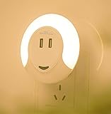 Lantoo 多機能ミニ光制御ナイトライト 2個USBインタフェース 付き LED USB 小夜灯