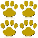 猫 肉球 ステッカー 車 バイク カーステッカー シール お得セット 【製品保証1年間】 (ゴールド(4枚))