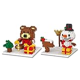 Andux Space ミニ ブロック 積み木 クリスマス ABS 軽量 2組セット KLJM-02 (熊+雪だるま)